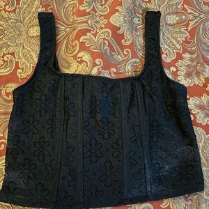 Self Esteem Black Floral Lace Crop Top